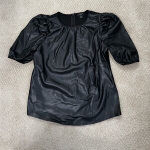 Ann Taylor Black Puff Sleeve Blouse